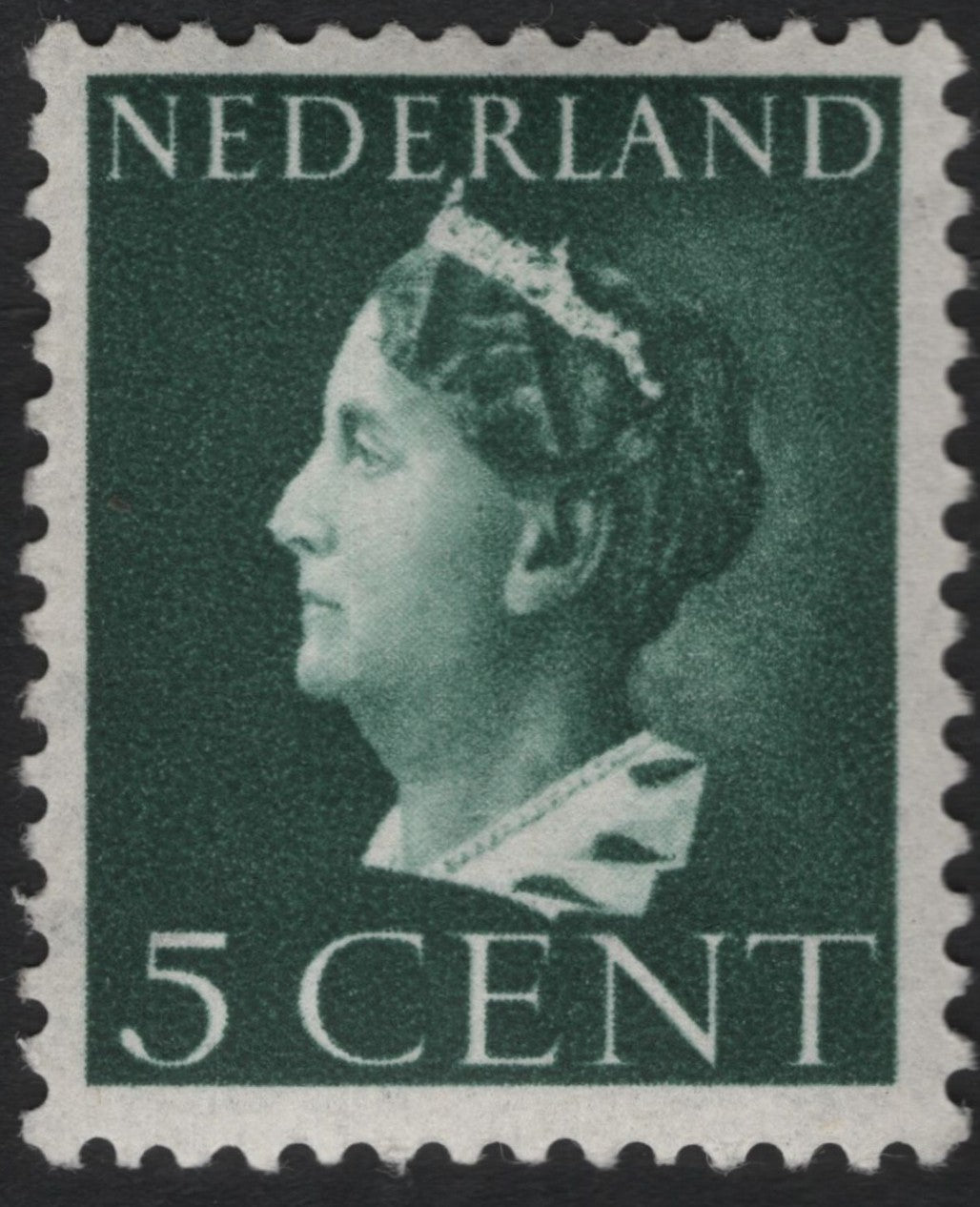 SCG10874 - Netherlands – Queen Wilhelmina 5 Cent Definitive (Green), ca. 1940s–1950s