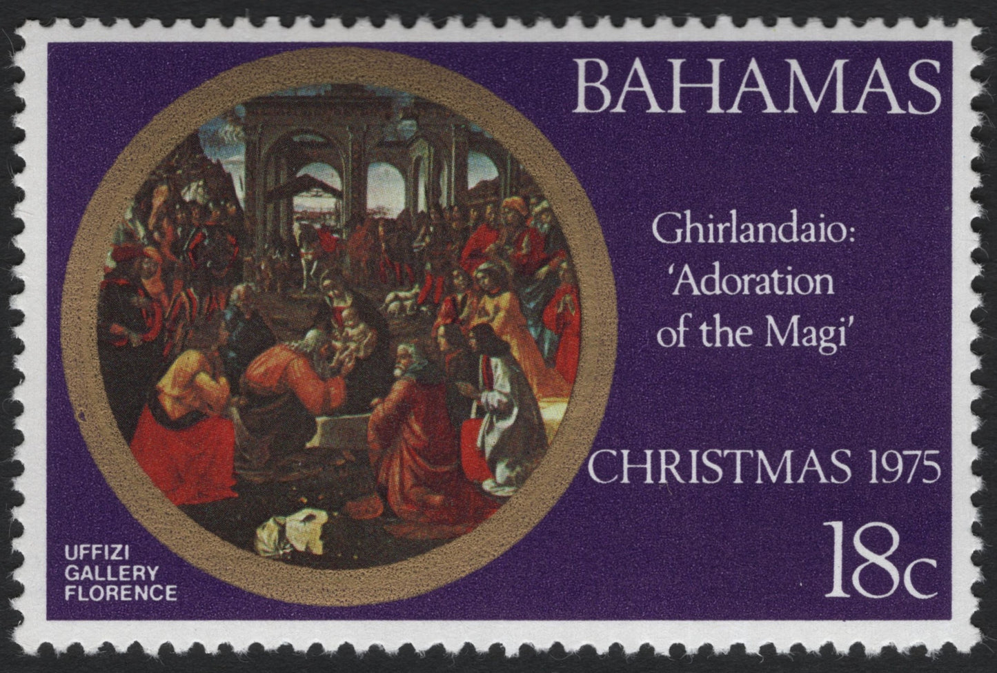 SCG9972 - Bahamas 1975 – “Adoration of the Magi” (Ghirlandaio) – 18c Christmas Issue