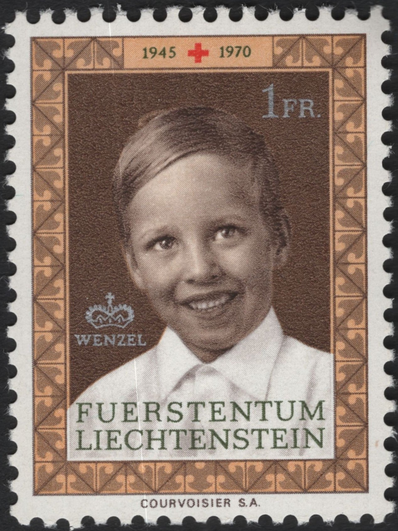 SCG9973 - Liechtenstein 1970 – 25th Anniversary of the Red Cross (1 Fr., Portrait of Prince Wenzel)