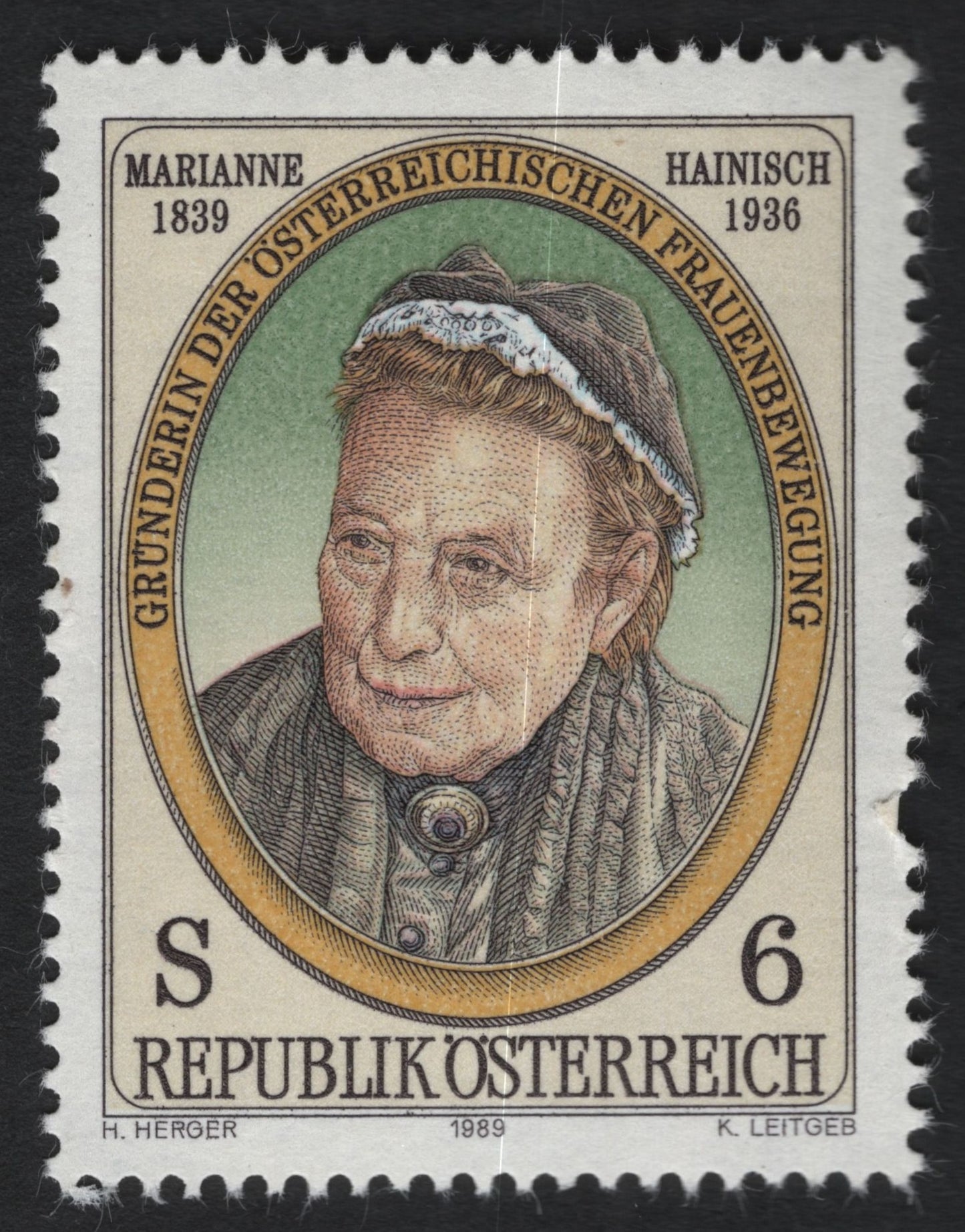 SCG9988 - Austria 1989 – Marianne Hainisch “Founder of the Austrian Women’s Movement” – 6S Commemorative