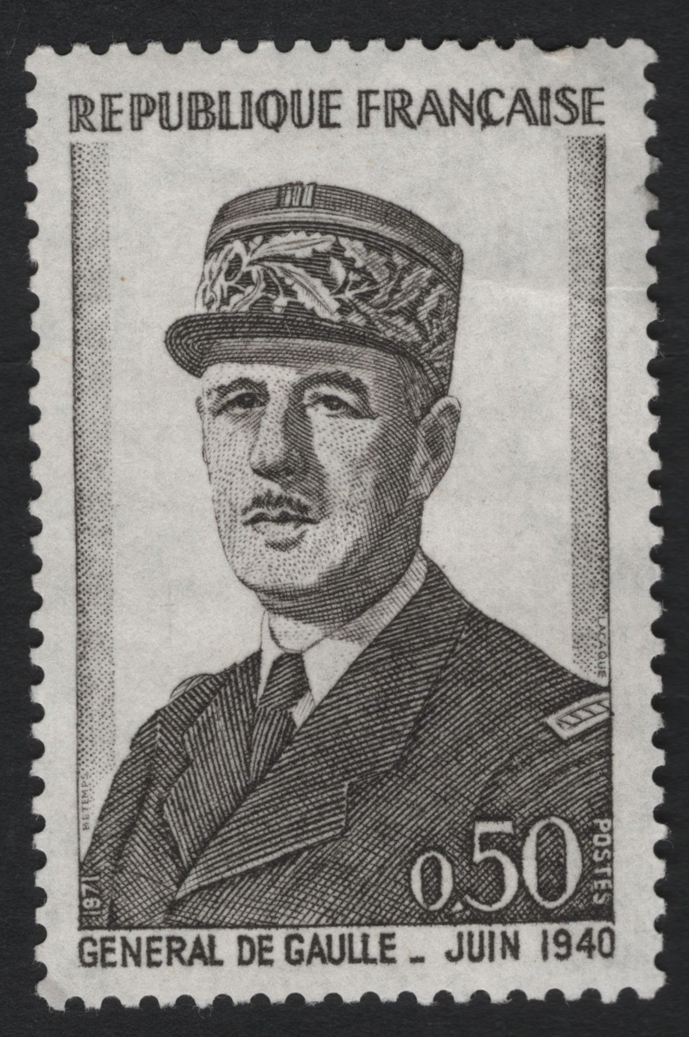 SCG9991 - France 1971 – General de Gaulle “Juin 1940” 0.50F Commemorative