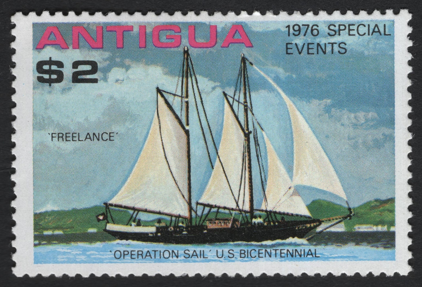 SCG10013 - Antigua 1976 $2 “Freelance” – Operation Sail U.S. Bicentennial