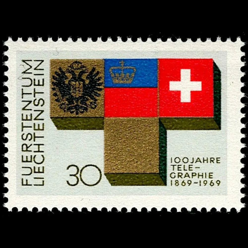 SCG111 Liechtenstein – 100 Years of Telegraphy Stamp (1969)