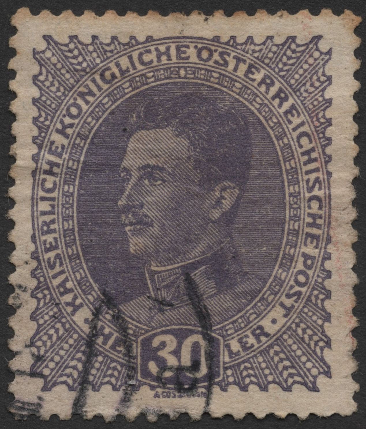 SCG594 - Austria 30 Heller Emperor Franz Joseph Used Stamp