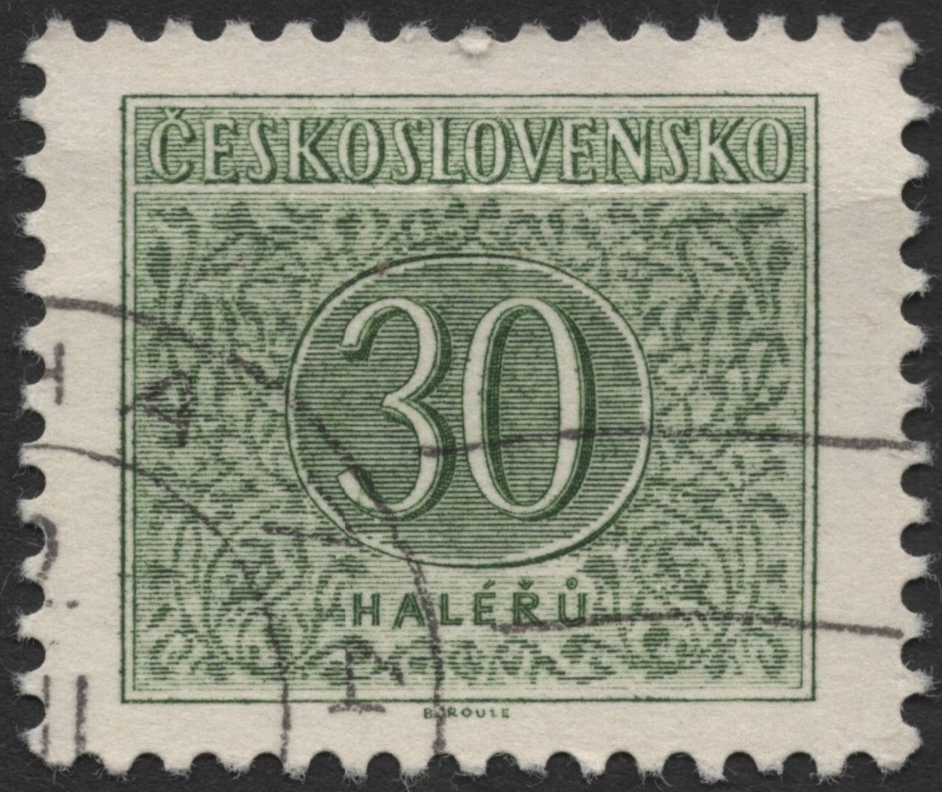 SCG596 - Czechoslovakia Green 30h Classic Used Postage Stamp