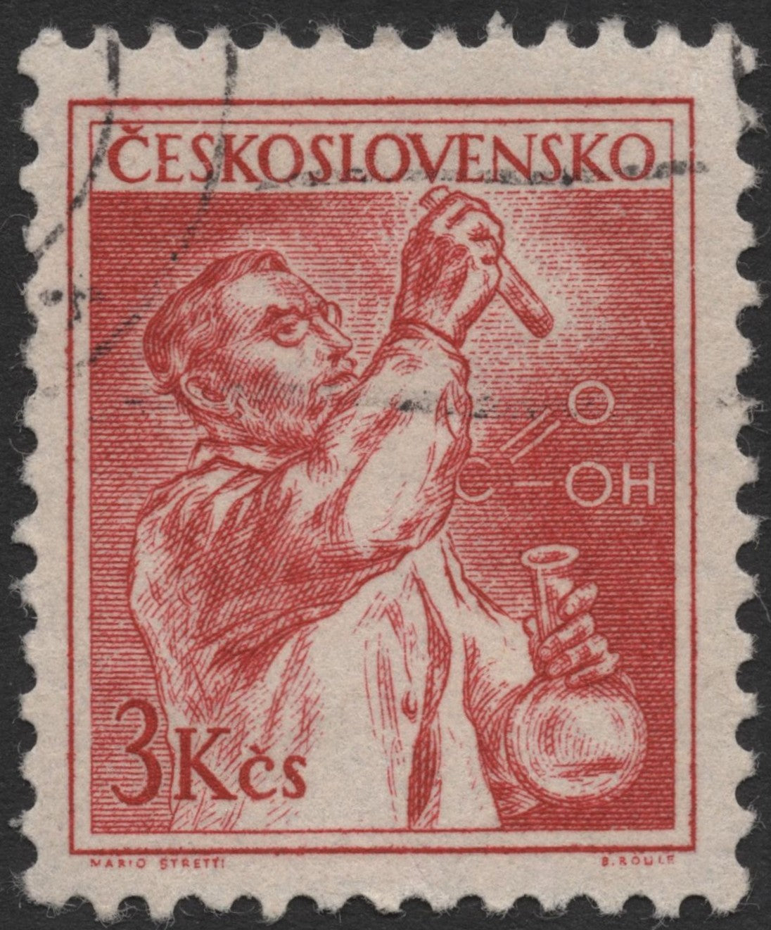 SCG599 - Czechoslovakia 3 Kčs Chemist at Work Stamp