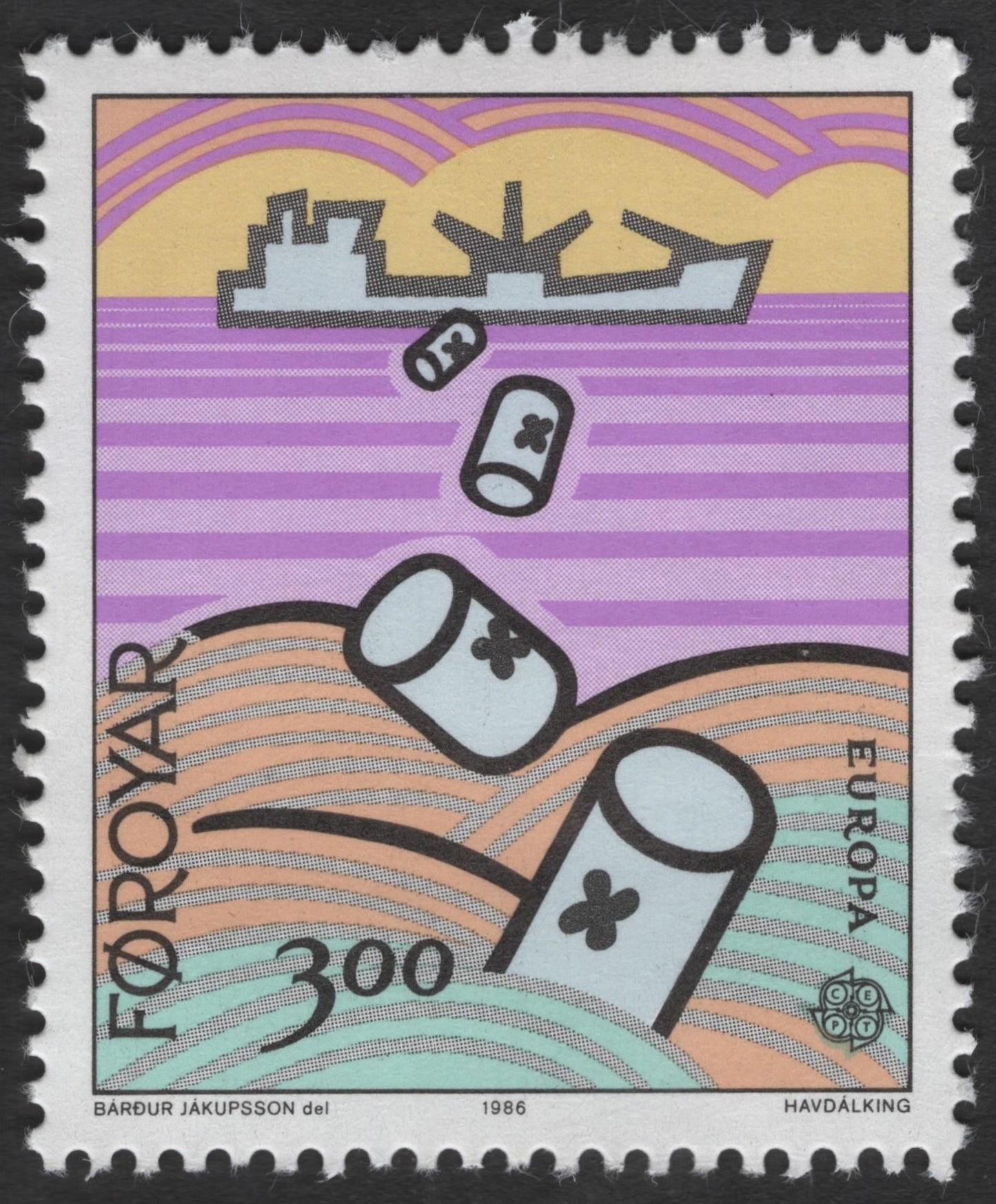 SCG12084 - Faroe Islands 1986 – Marine Pollution Awareness “Havdálking” Stamp