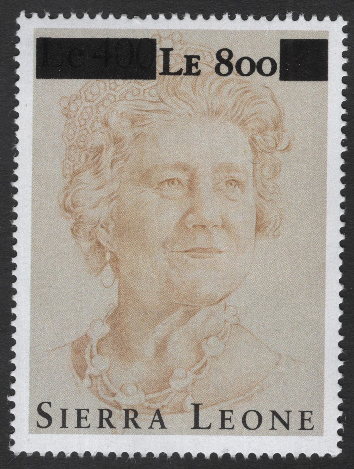 SCG12090 - Sierra Leone Queen Mother Overprinted “Le 800” Definitive Stamp