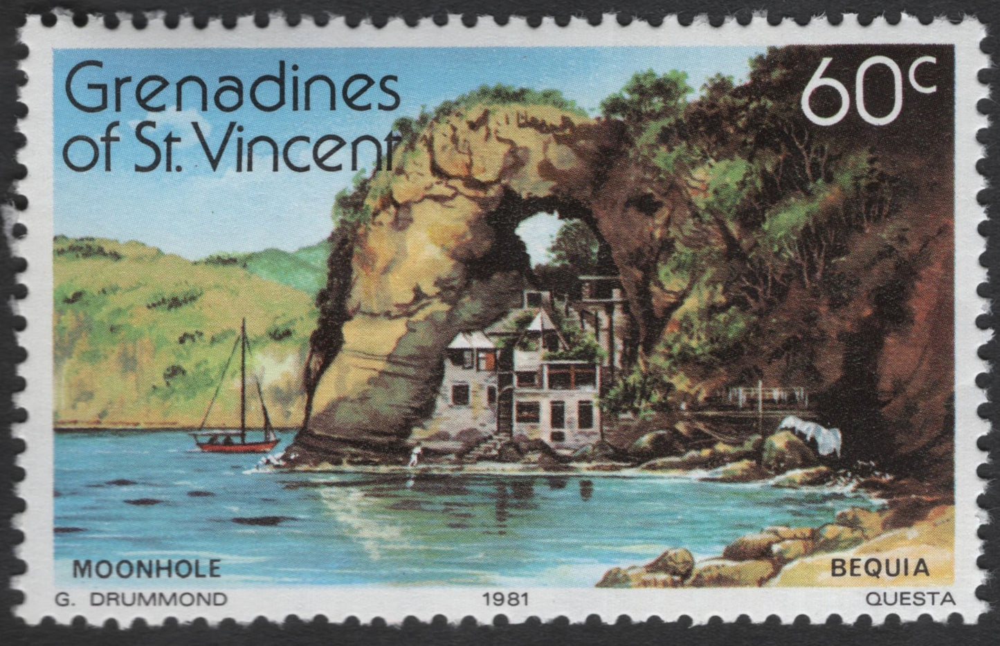 SCG12075 - Grenadines of St. Vincent 1981 – Moonhole, Bequia Scenic Stamp
