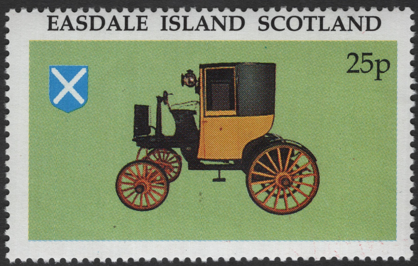 SCG12070 - Easdale Island Scotland – Vintage Motor Carriage Local Post Stamp (25p)