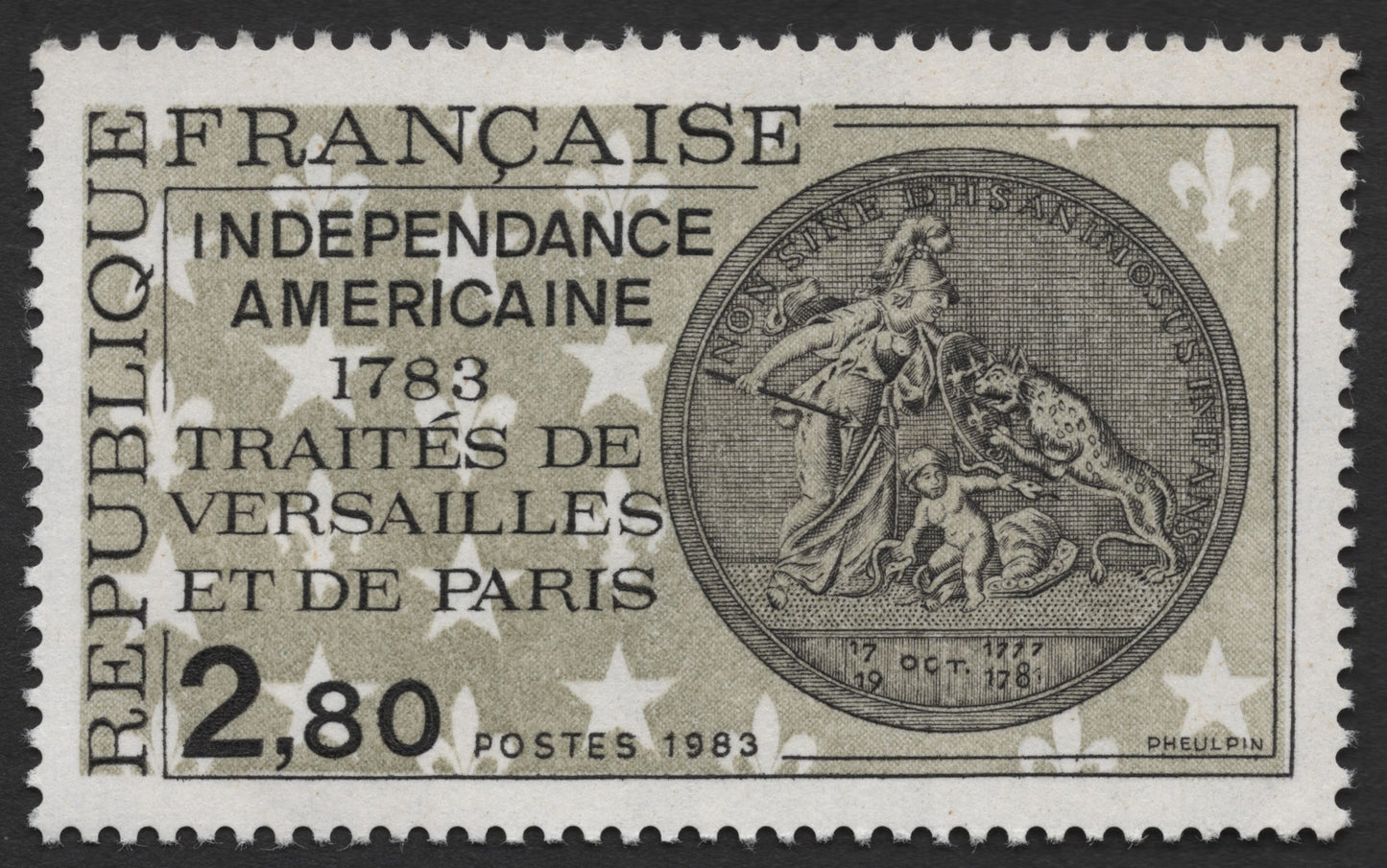 SCG501 - France 1983 Coin on Stamp – 1783 American Independence Treaty