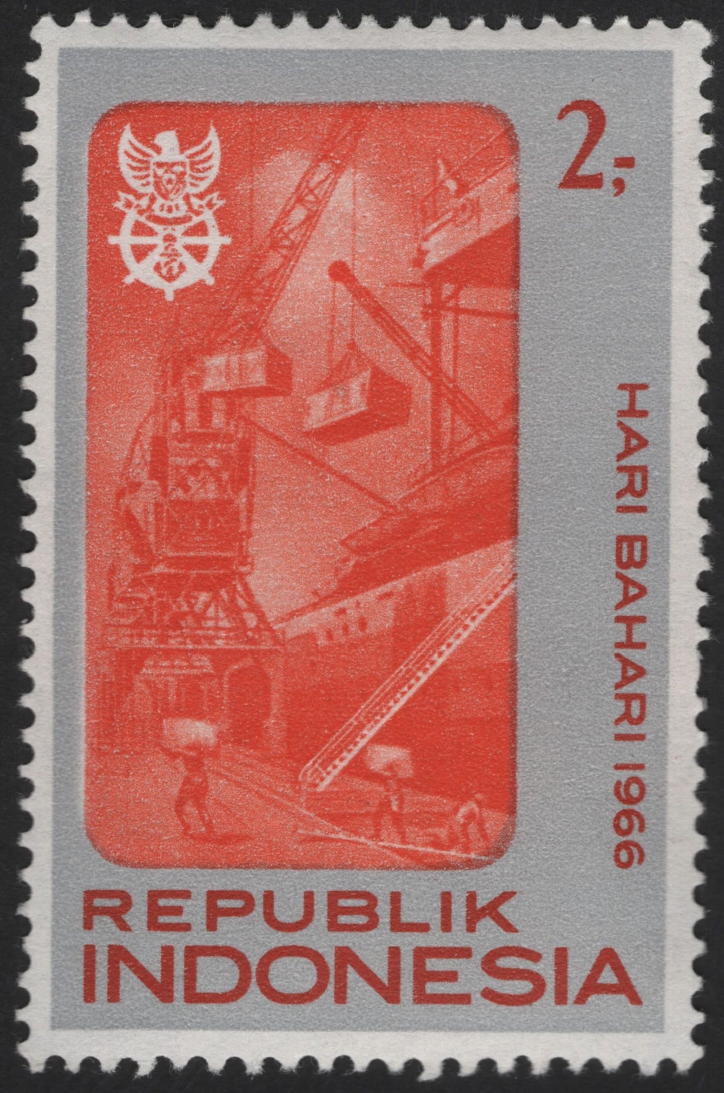 SCG13142 - Indonesia 1966 Maritime Day – Shipyard & Port Industry Stamps