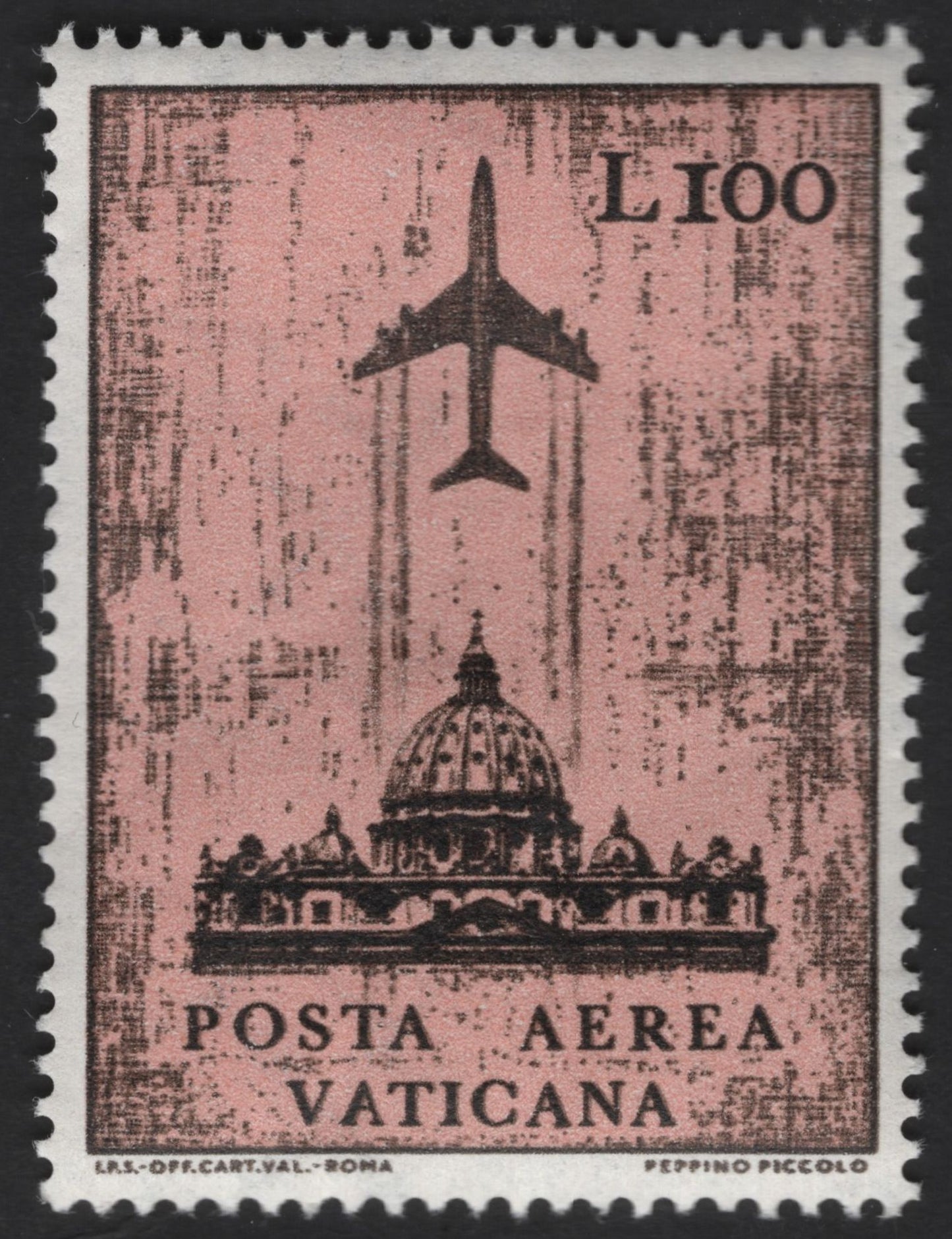 SCG13194 - Vatican City Airmail Stamps – Jet Aircraft over St. Peter’s Basilica (L20 & L100)