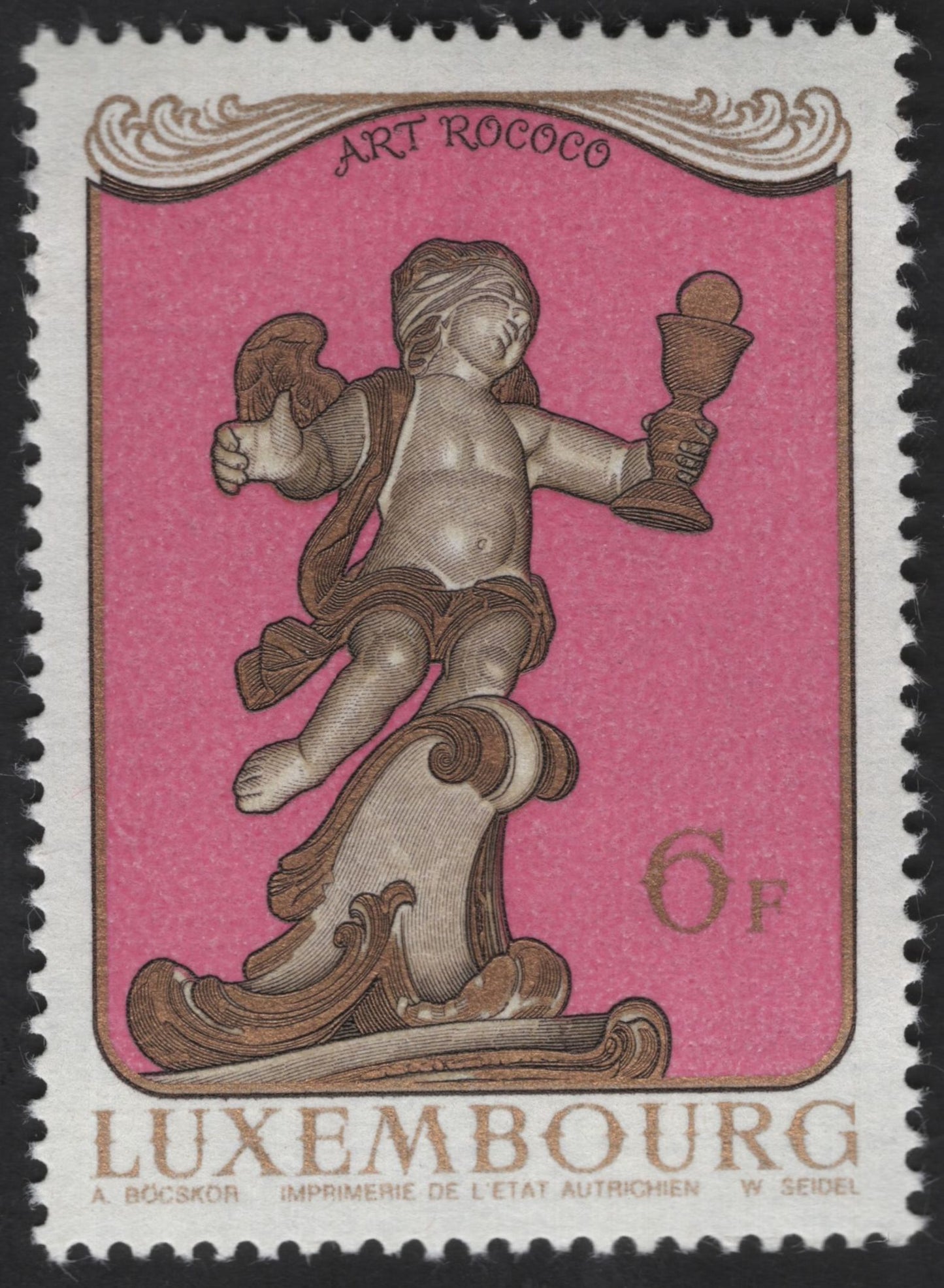 SCG13252 - Luxembourg Art Rococo Cherub Sculpture Stamps