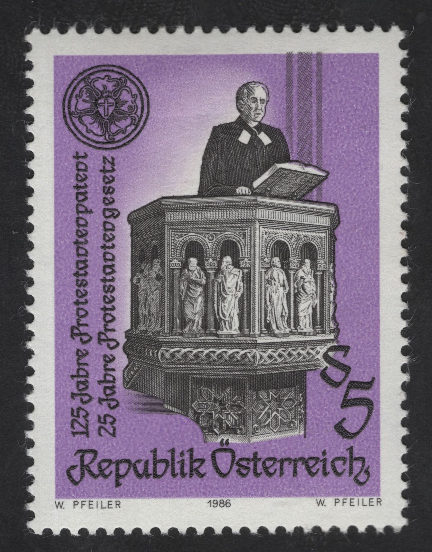 SCG13582 - Austria 1986 – 125th Anniversary of the Protestant Church in Austria (5 Schilling)