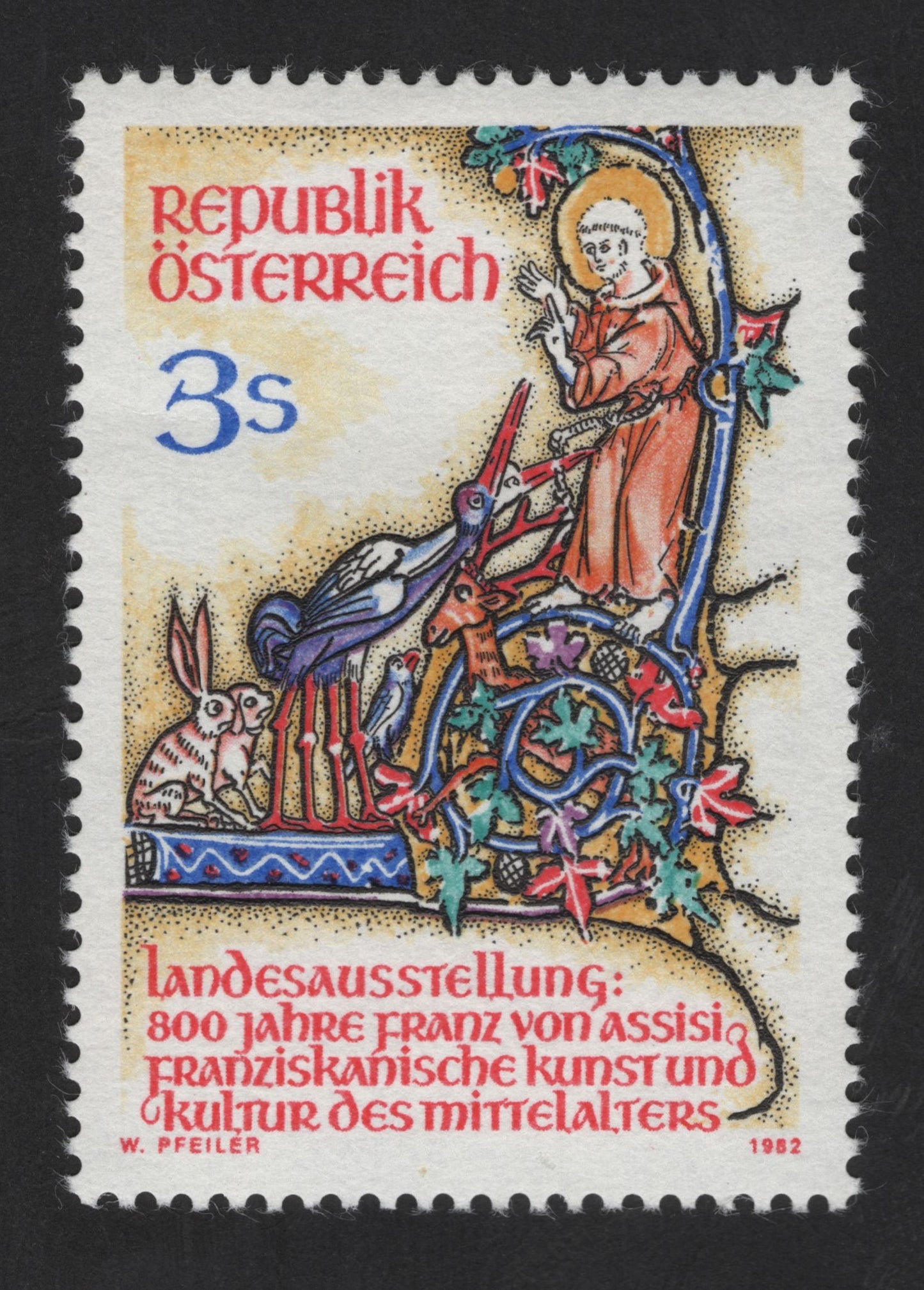 SCG13599 - Austria 1982 – 800 Years of St. Francis of Assisi Exhibition (3 Schilling)