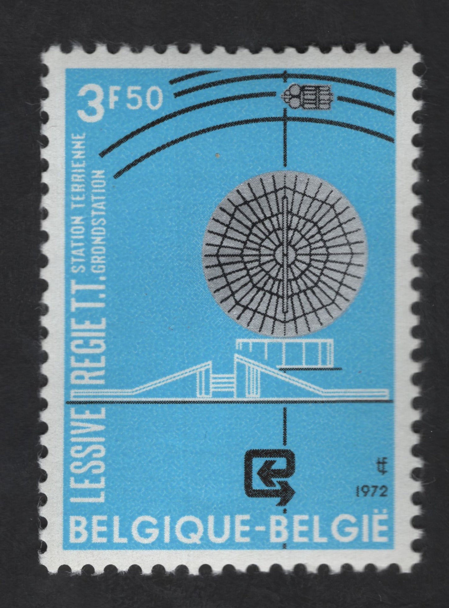 SCG13588 - Belgium 1972 Ground Station Tervuren Telecommunications Stamp (3F50)