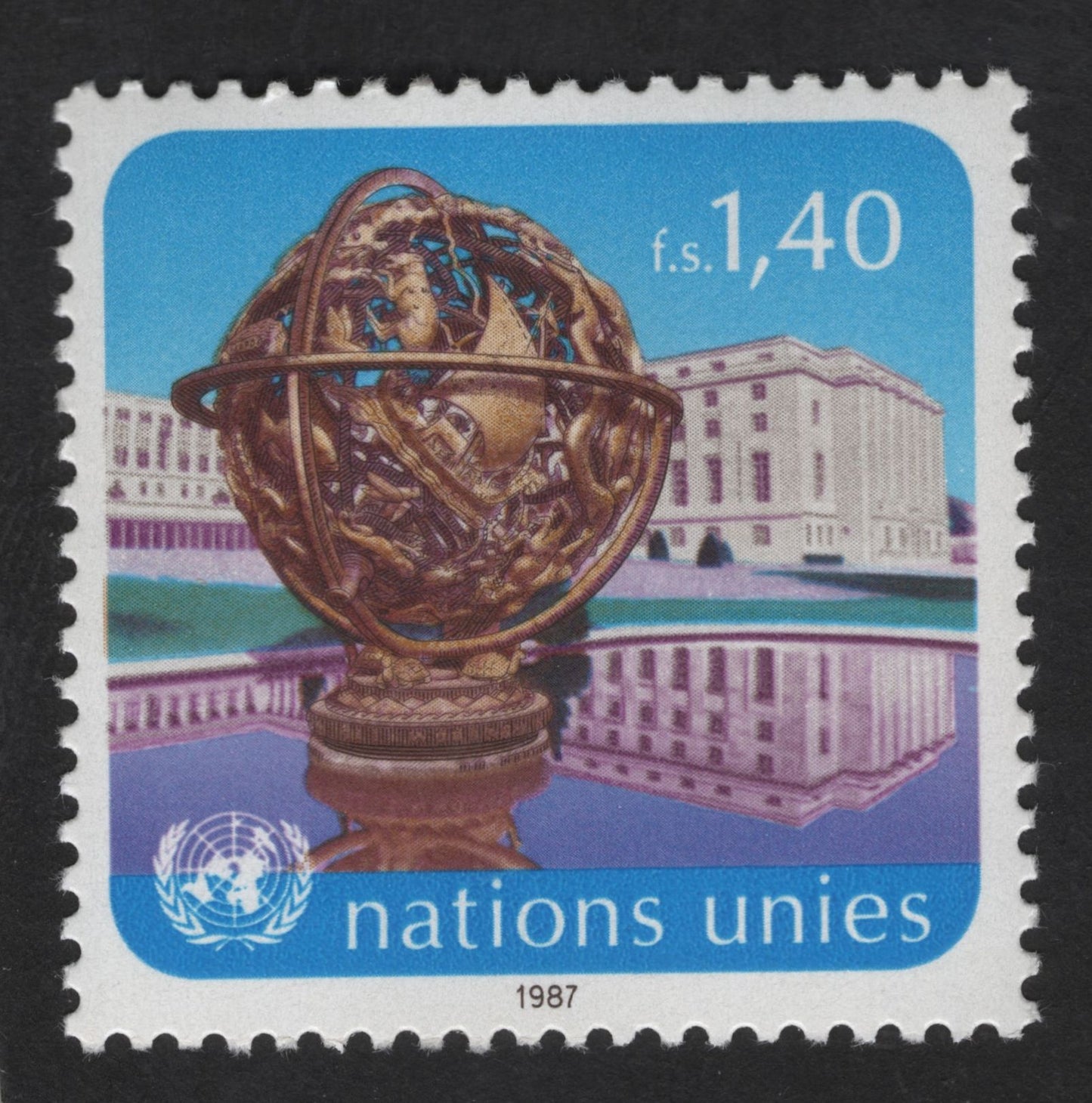 SCG13618 - United Nations 1.40 fs – Armillary Sphere Sculpture, Geneva (1987)