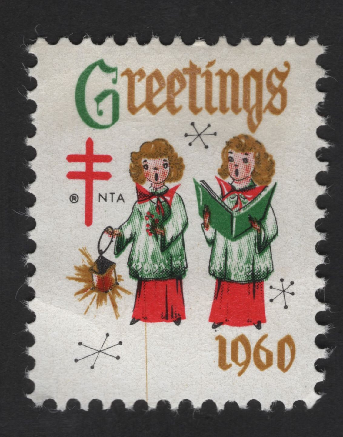 SCG13545 - United States 1960 NTA Christmas Seal – Carolers with Lantern “Greetings”