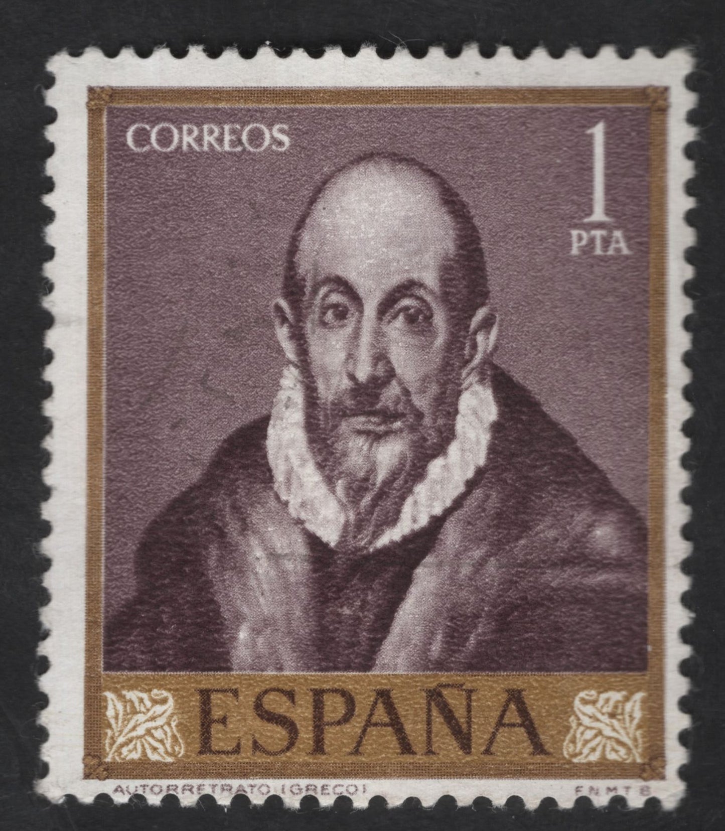 SCG13532 - Spain 1 PTA El Greco Portrait Stamp