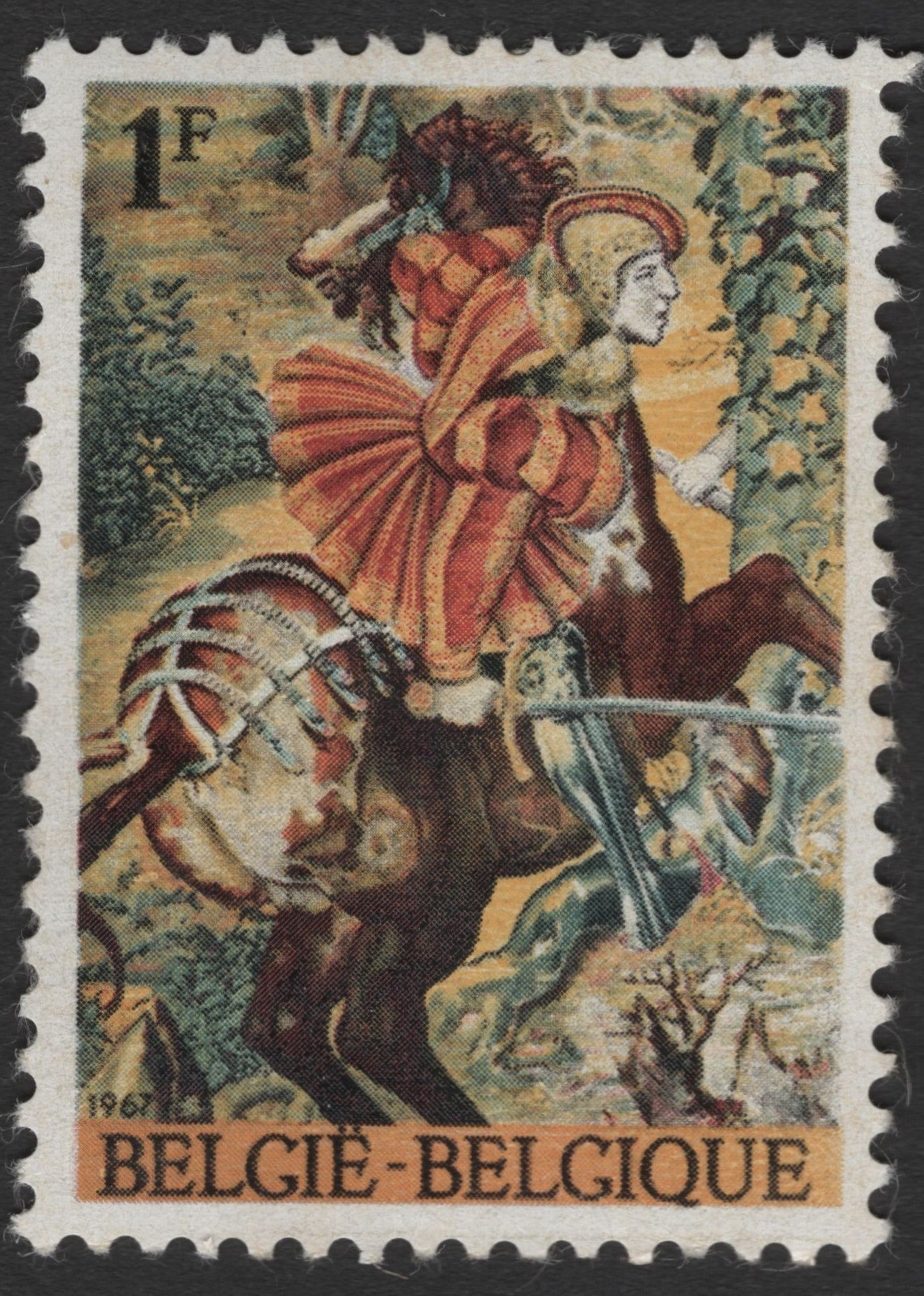 SCG11689 - Belgium 1967 Medieval Knight (Tapestry Art) – 1 Franc