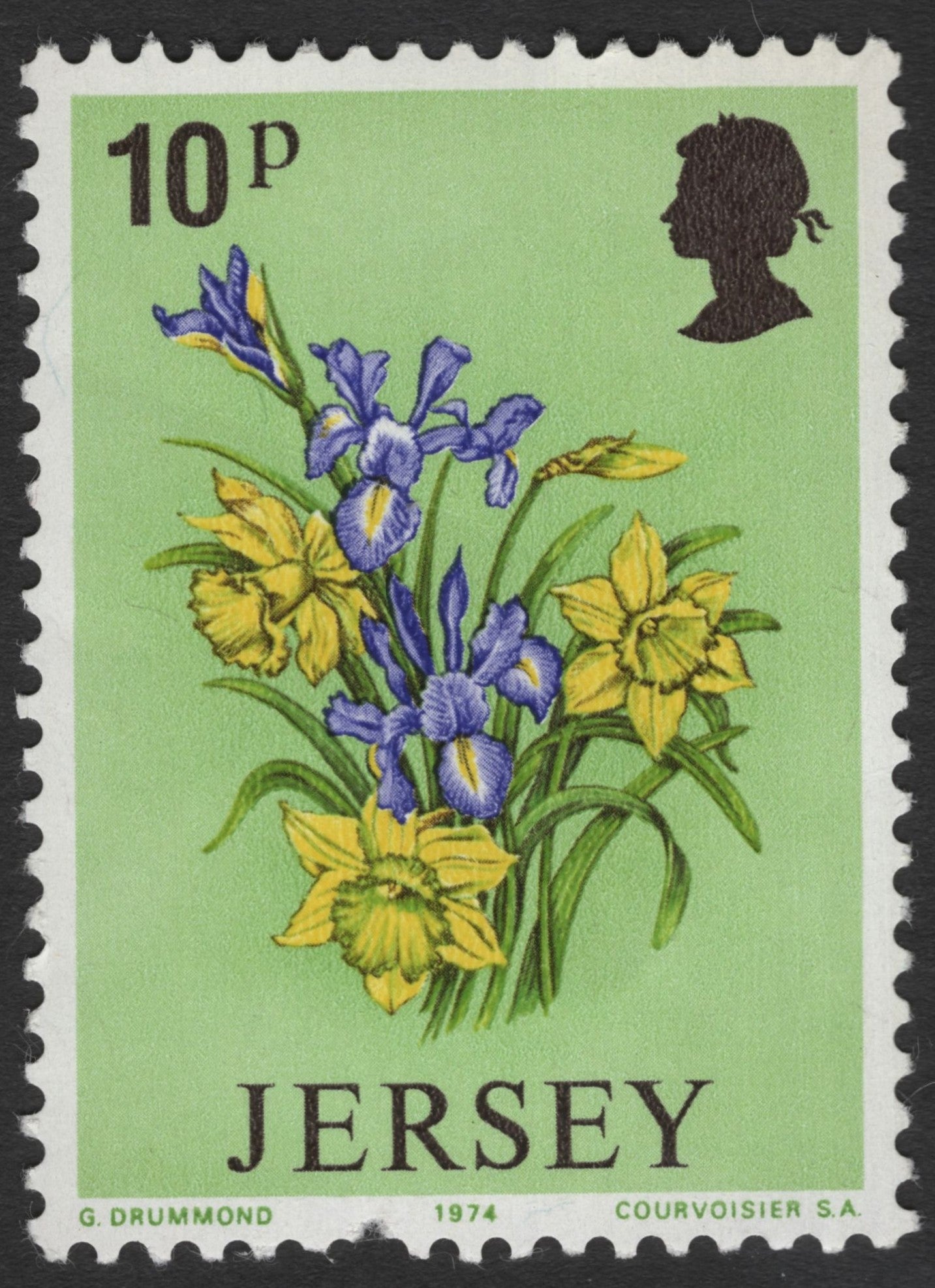 SCG11710 - Jersey 1974 Wild Flowers – Iris and Daffodil 10p