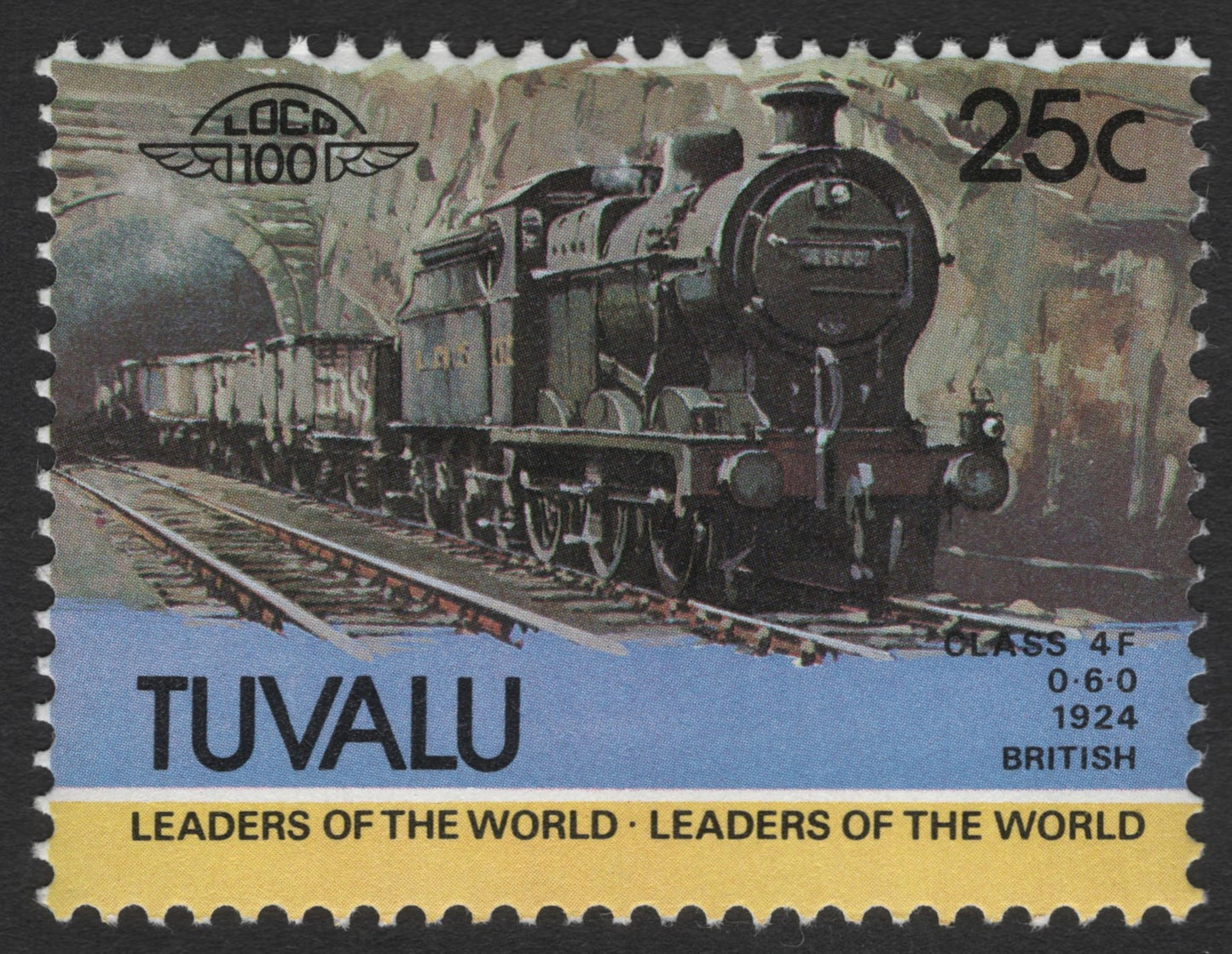 SCG11721 - Tuvalu 25c – 1924 British Class 4F Steam Locomotive (Leaders of the World Series)