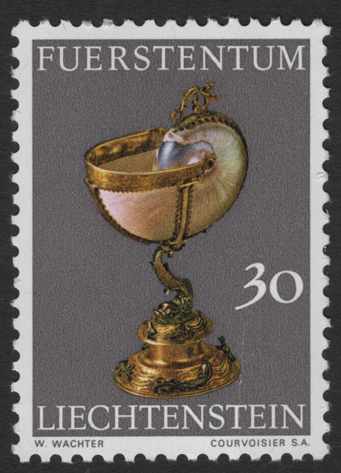 SCG11621 - Liechtenstein 30 Rappen Historic Gold Chalice Stamp