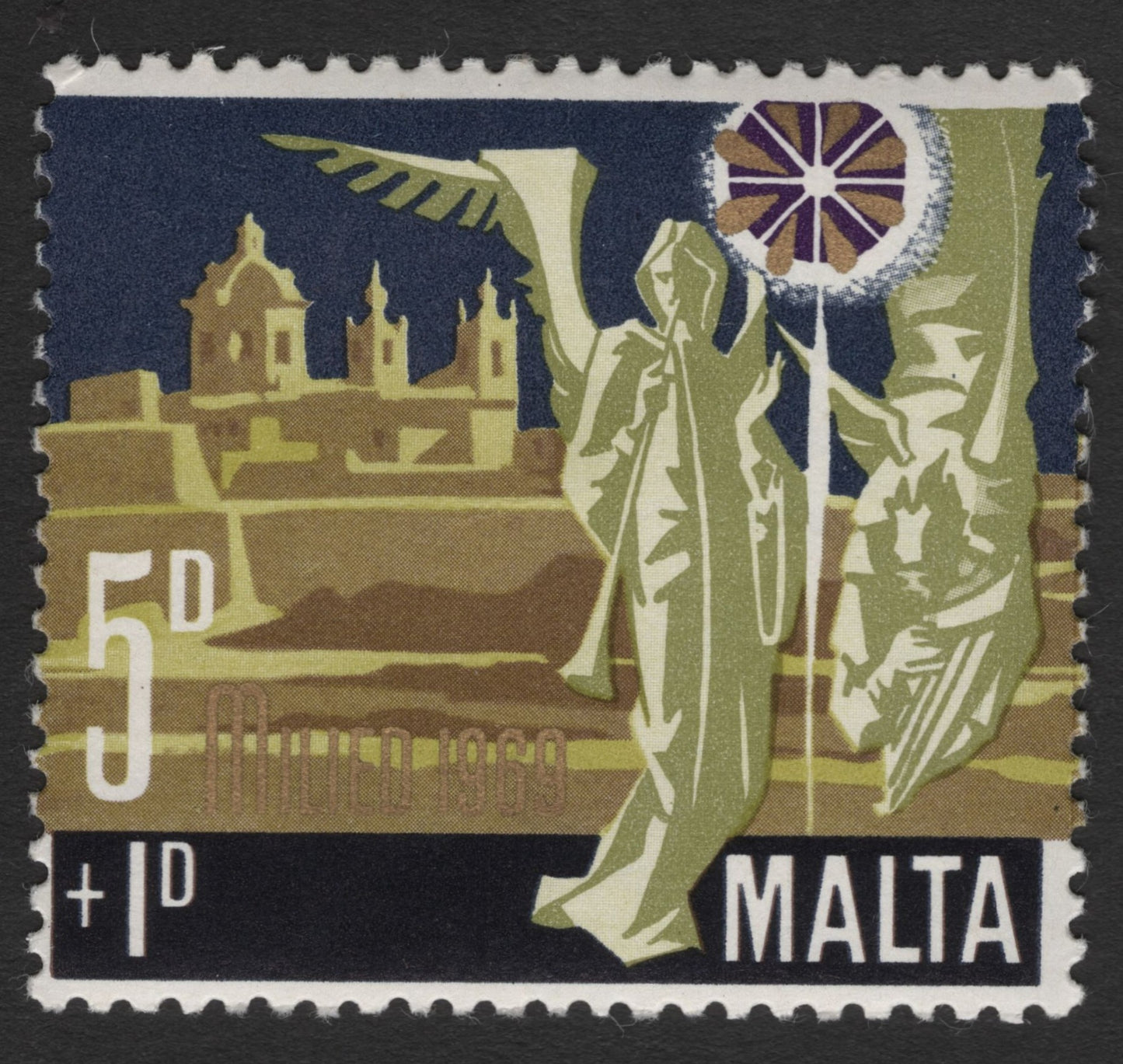 SCG11726 - Malta 1963 Allegorical Figures Charity Stamp (5d + 1d)