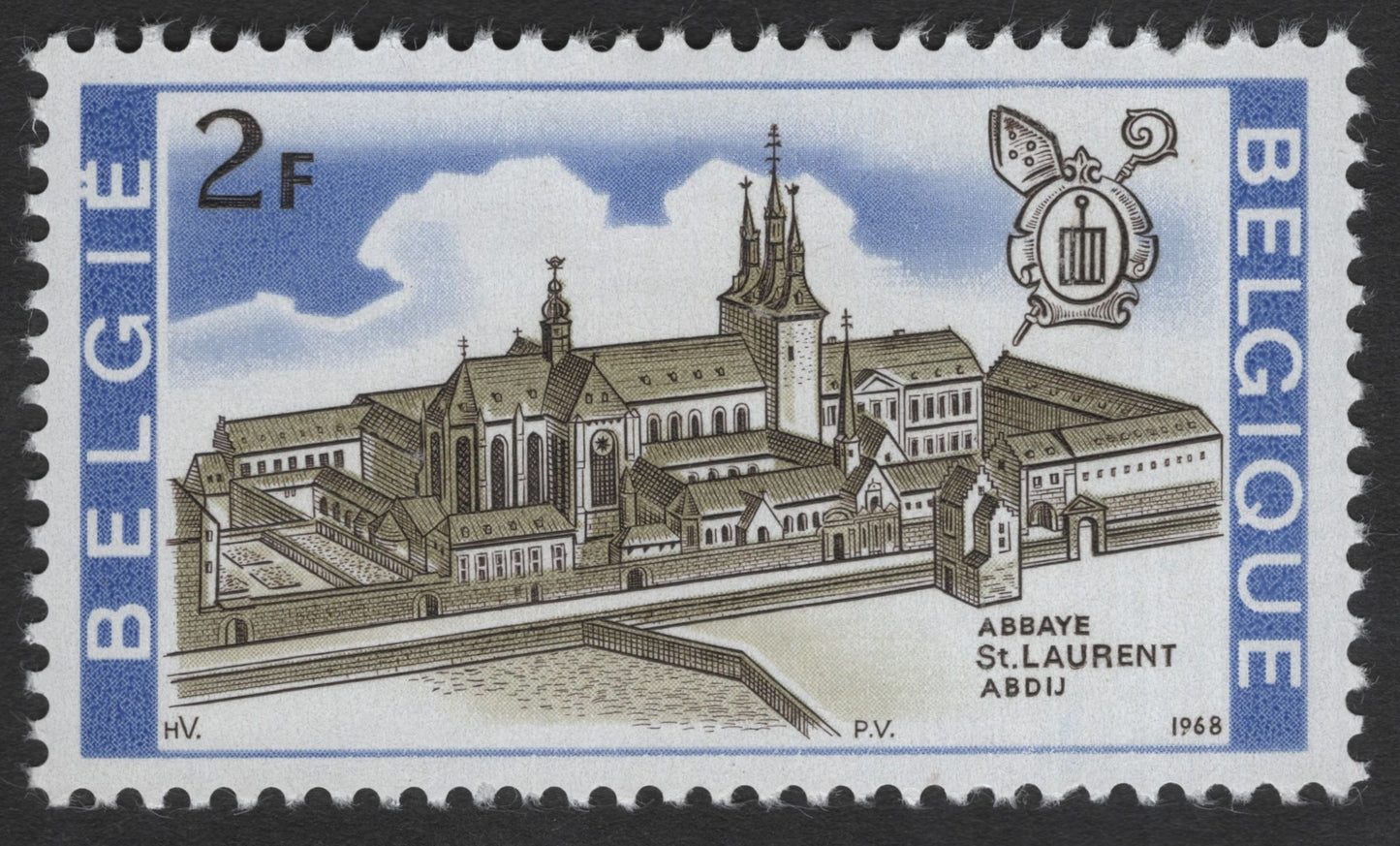 SCG11657 - Belgium 1968 – Abbey of St. Laurent, Liège (2 Francs)