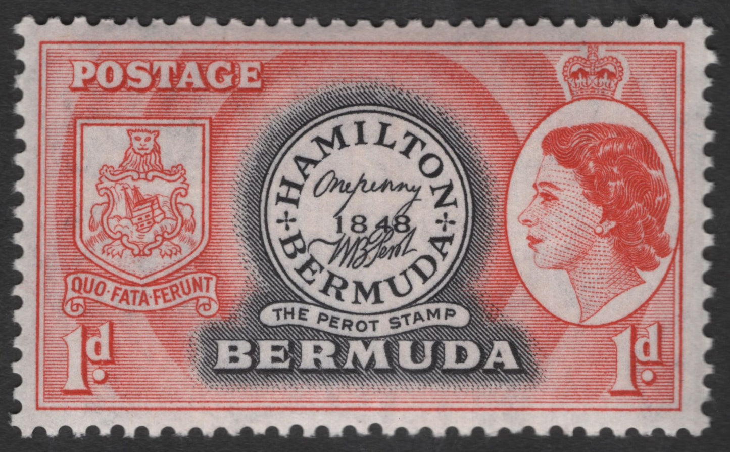 SCG11927 - Bermuda 1d “Perot Stamp Anniversary” Commemorative (Hamilton Bermuda 1848)