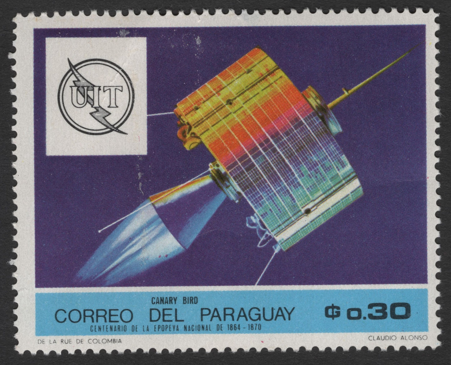 SCG11669 - Paraguay 0.30G “Canary Bird” Satellite (INT Communications Theme) Stamp