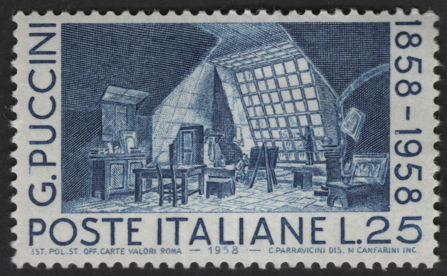 SCG13065 - Italy 1958 – 25 Lire Giacomo Puccini Commemorative