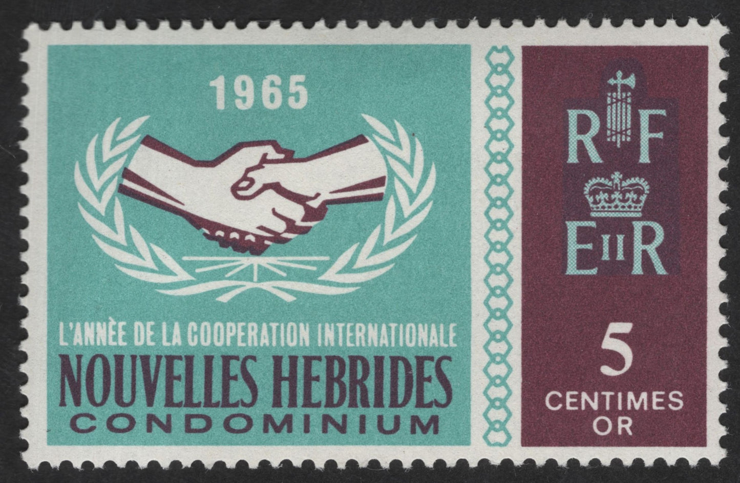 SCG13068 - Nouvelles Hébrides Condominium 1965 – International Cooperation Year (5 Centimes)