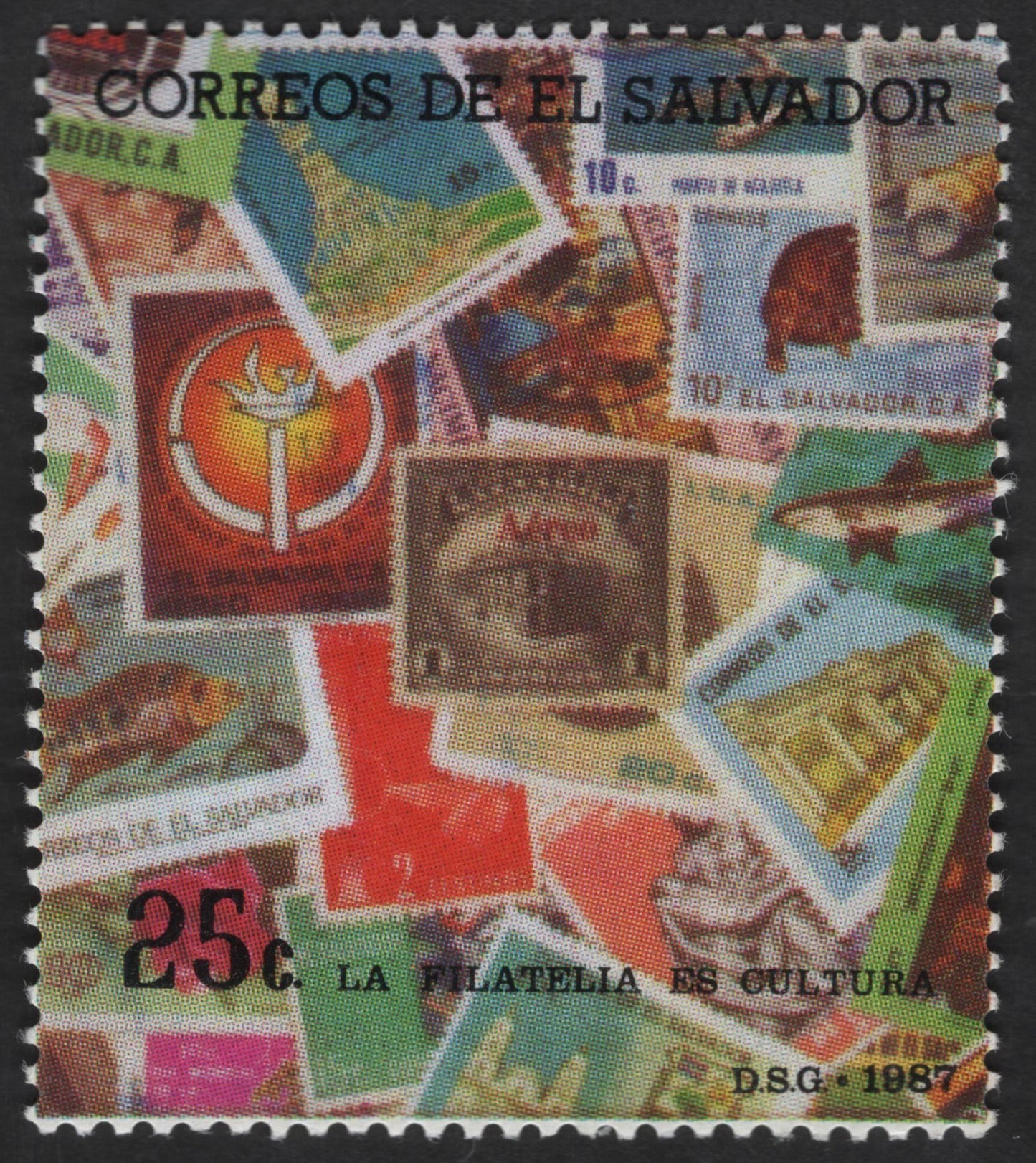 SCG13039 - El Salvador 1987 – “La Filatelia es Cultura” 25c Commemorative Stamp