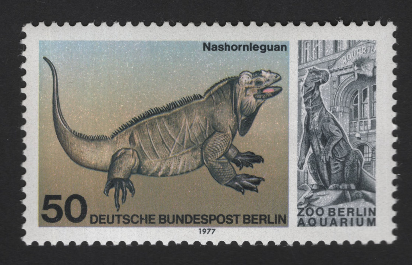 SCG13183 - Berlin Zoo Aquarium – Marine Iguana Stamp (50 Pfennig, 1977)