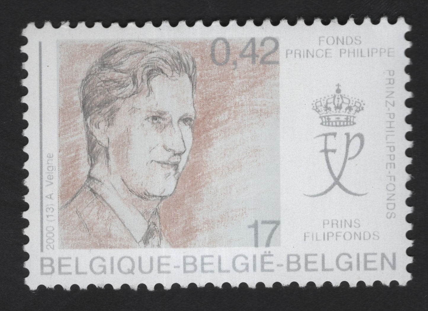 SCG13186 - Belgium 2000 – Prince Philippe Fund Semi-Postal Stamp (0,42 + 17)