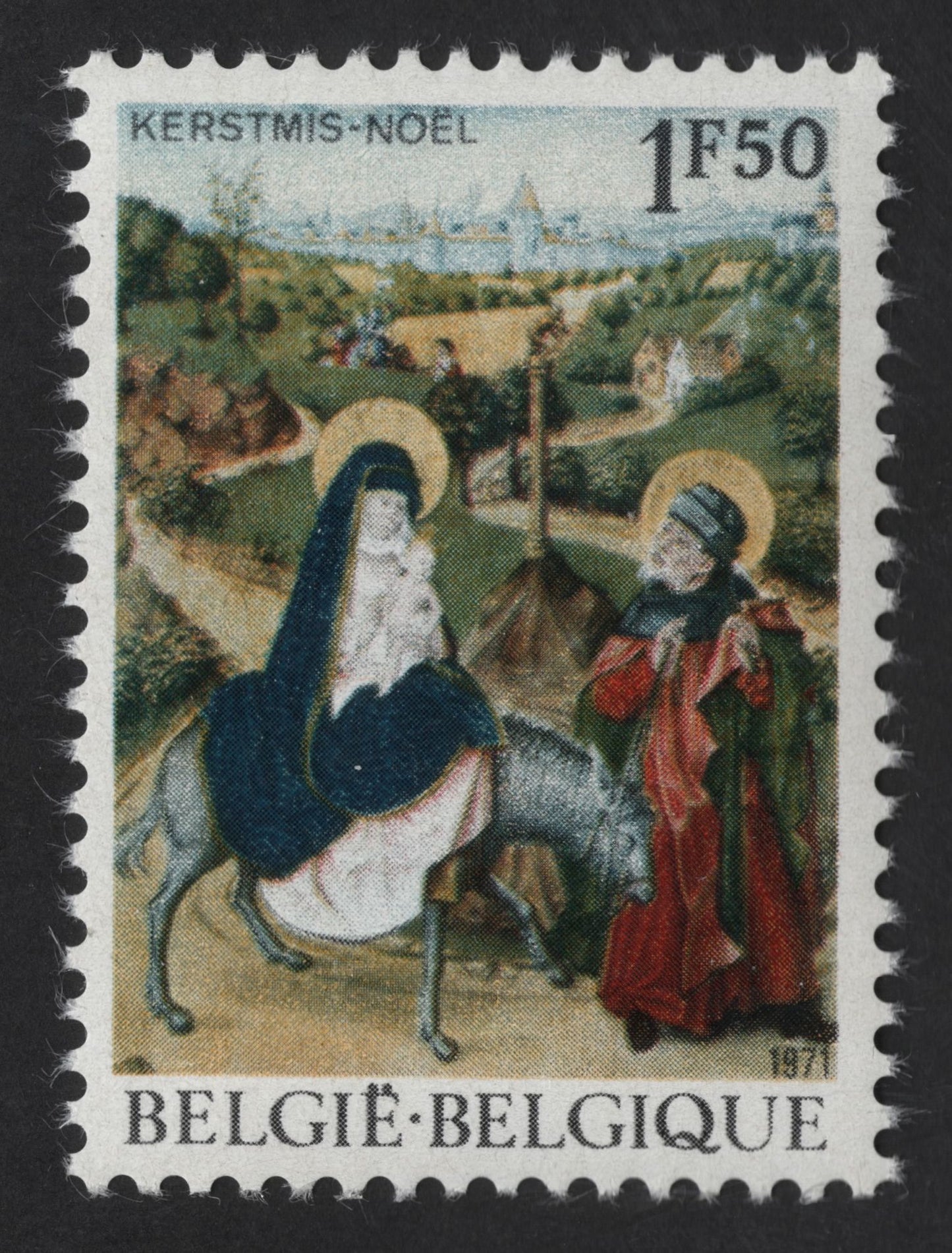 SCG13190 - Belgium 1971 Christmas Stamp – “Flight into Egypt” (Kerstmis–Noël) – 1F50