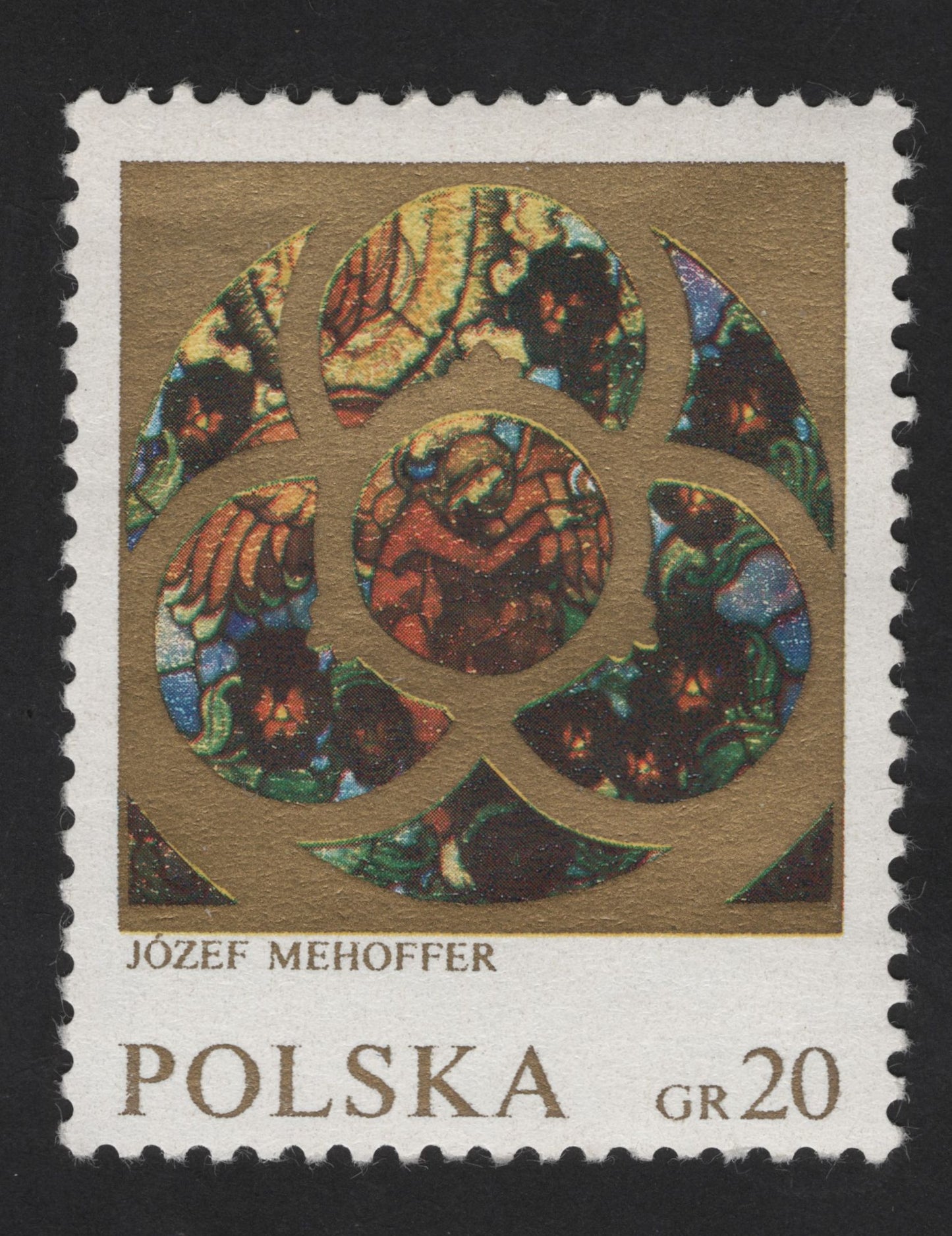SCG13178 - Józef Mehoffer Stained Glass Design – 20 gr Art Stamp