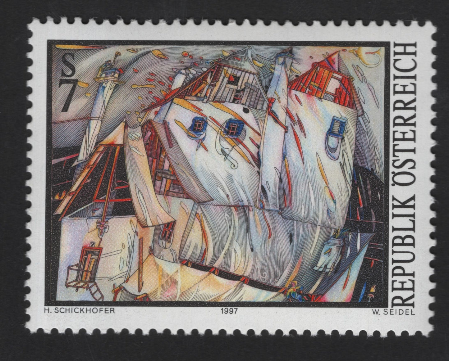 SCG13221 - Austria 1997 – Contemporary Architectural Artwork Stamp (7 Schilling)