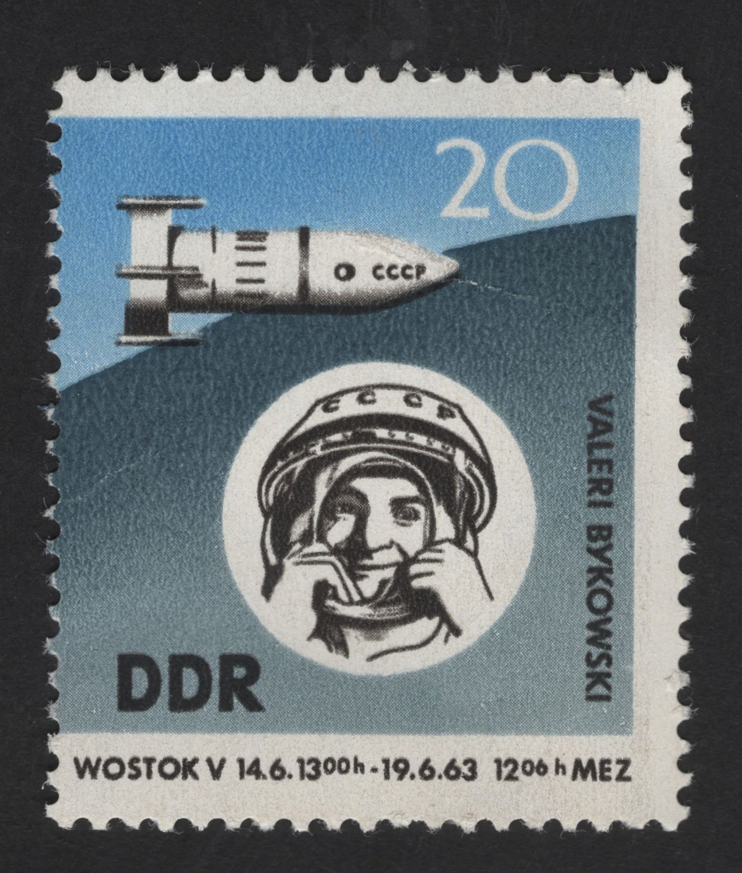 SCG13115 - East Germany 1963 – Vostok V Space Mission (Valeri Bykovsky) 20 Pfennig
