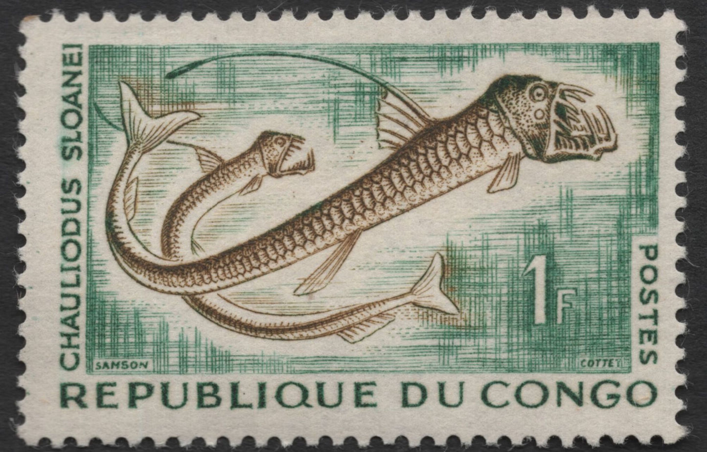 SCG11985 - Republic of Congo 1972 Marine Fish Series – Salmon & Sloane’s Viperfish Pair