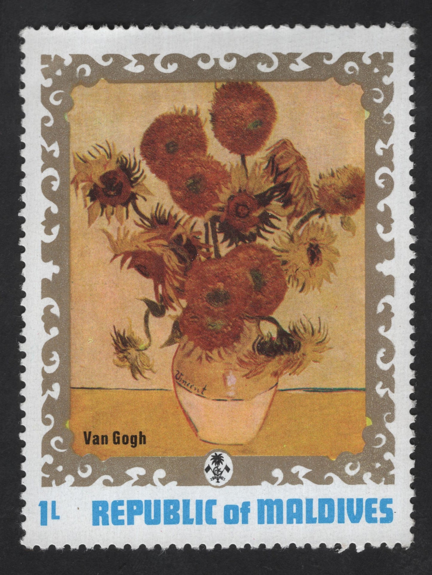 SCG13776 - Maldives 1L Van Gogh Floral Still Life Stamp
