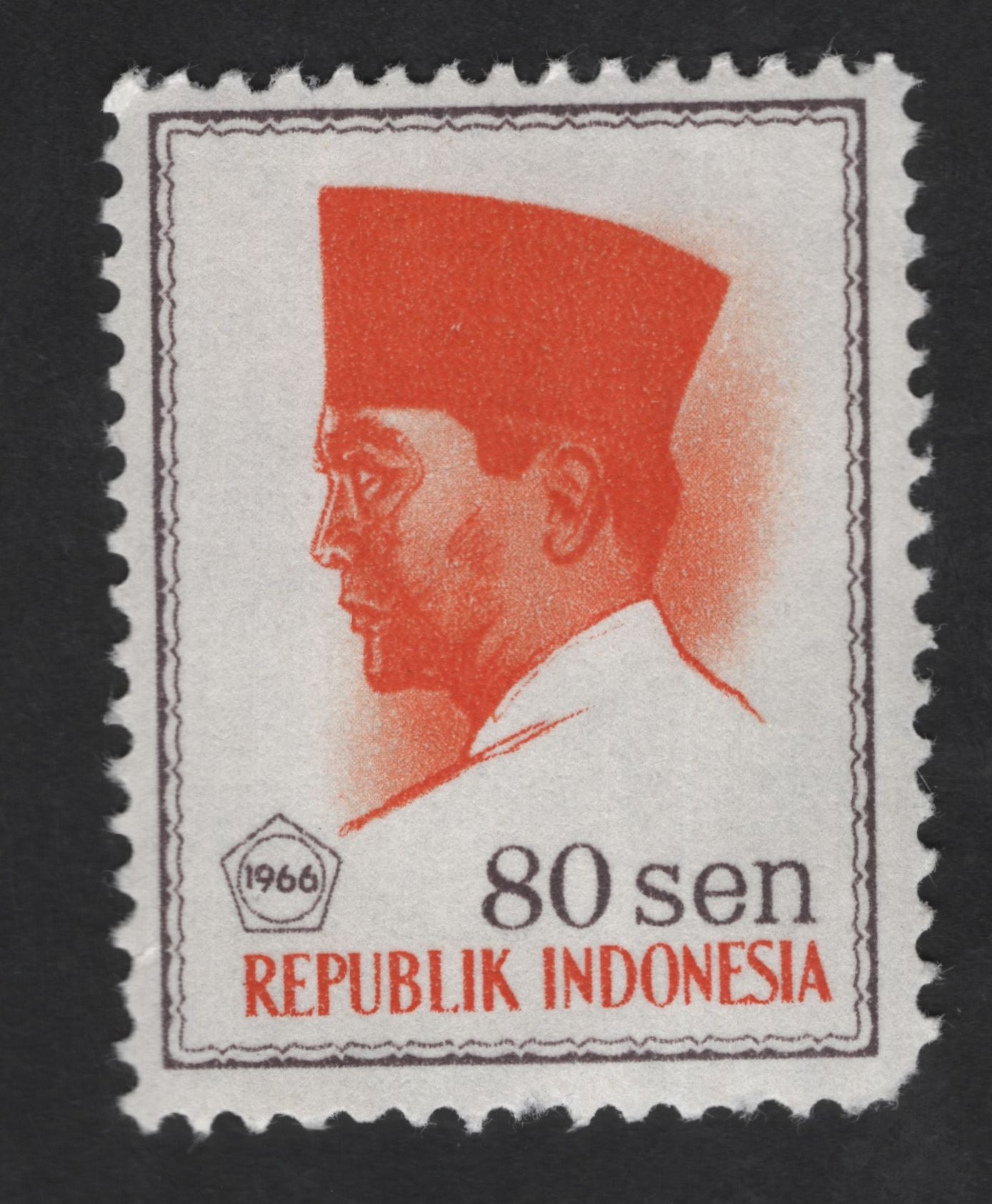 SCG13785 - Indonesia 1966 – 80 Sen Sukarno Definitive Stamp