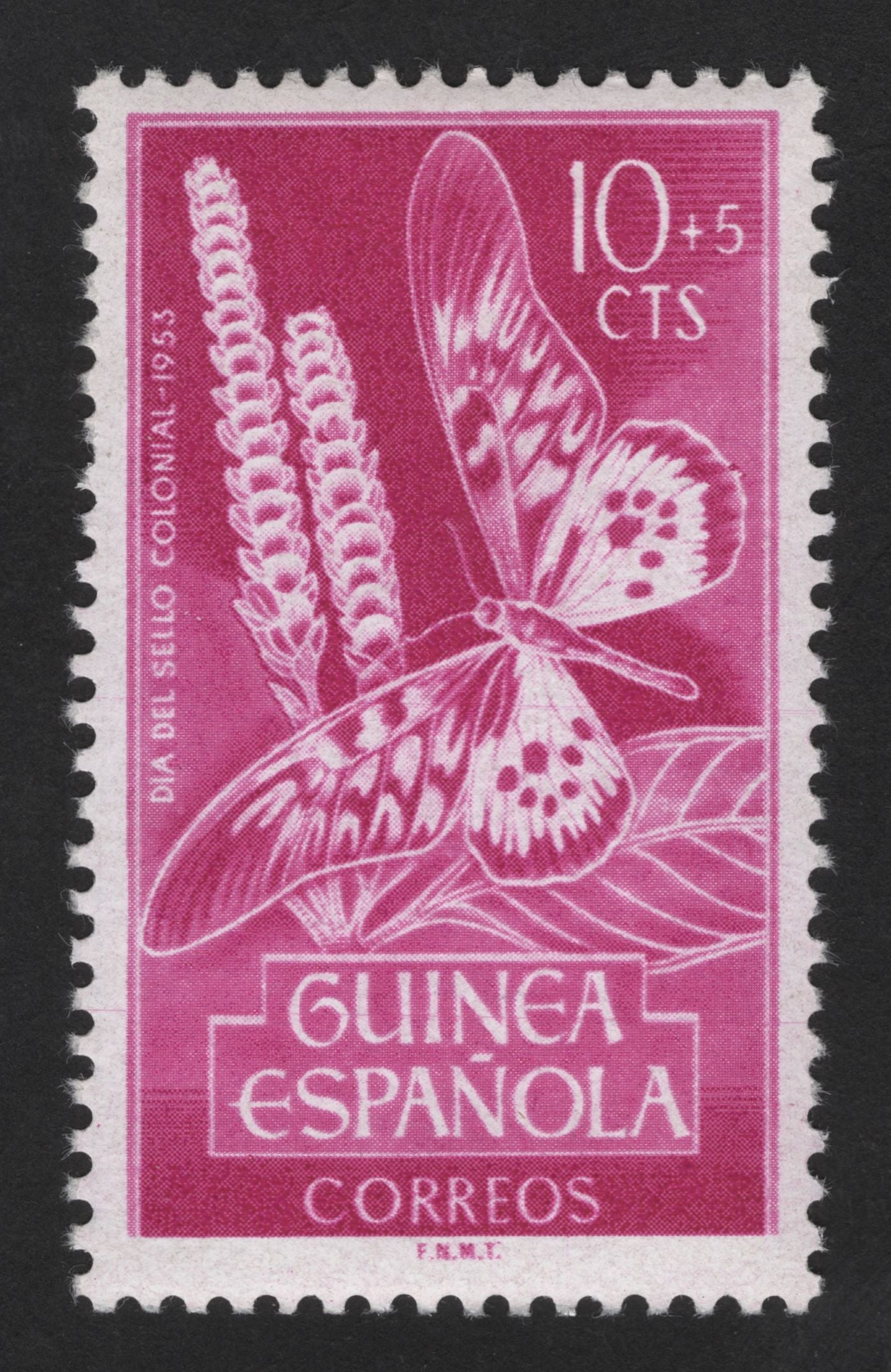 SCG13791 - Spanish Guinea 10+5 Céntimos Butterfly Semi-Postal Stamp (Dia del Sello Colonial 1953)