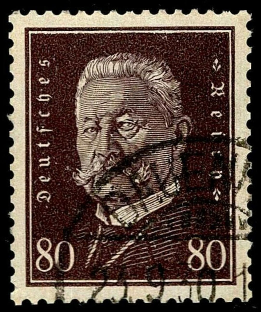 SCG1592 - Germany 1934 Hindenburg 80 Pf Dark Brown – Medallion Series (Used)
