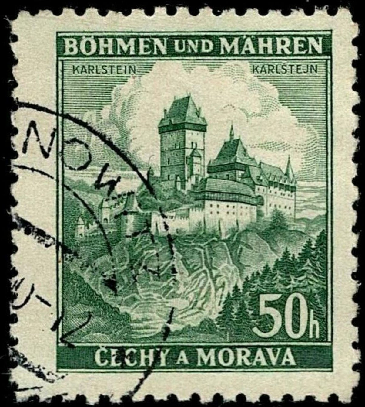 SCG1596 - Bohemia and Moravia 1943 – 50h Karlštejn Castle (Used)