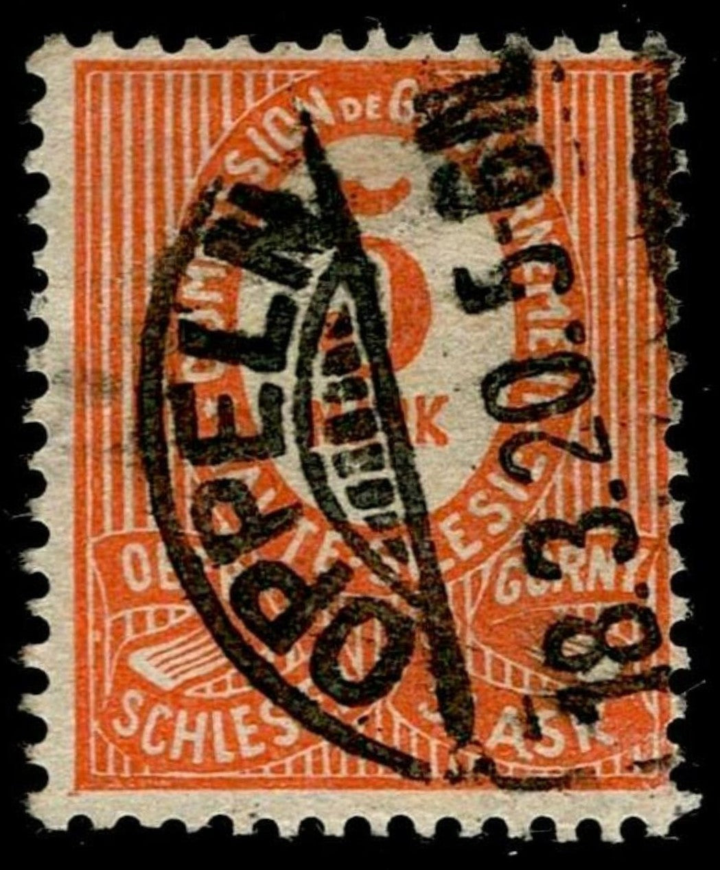 SCG1604 - 1920 Upper Silesia – 5 Mark Orange Commission de Gouvernement (Used)