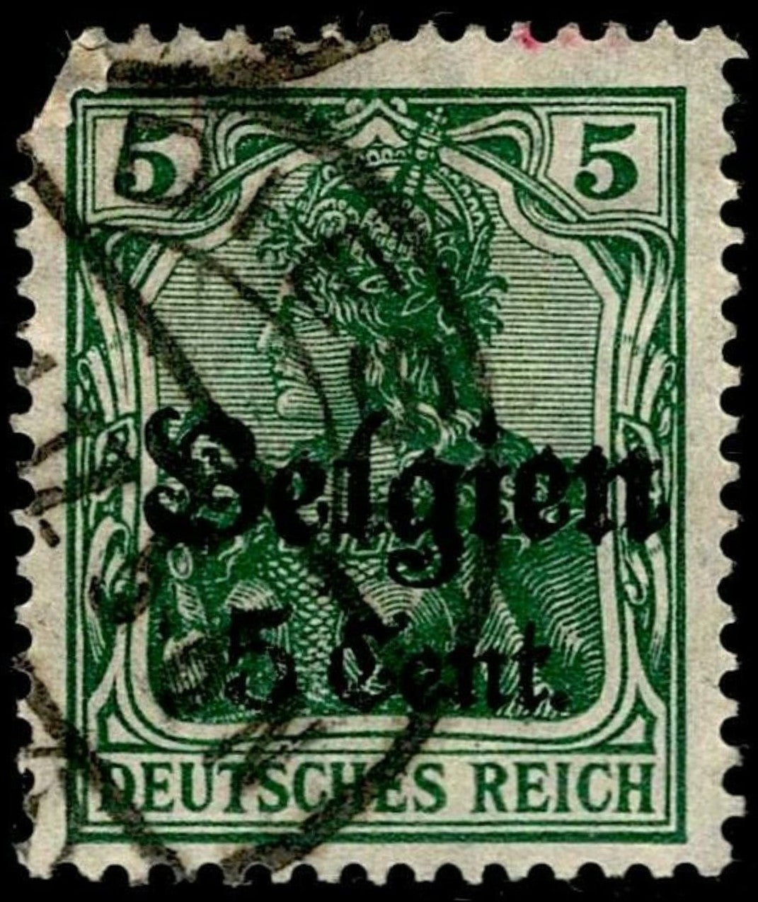 SCG1611 - Belgium 1914 – 5c on 5pf Germania Overprint (Used)