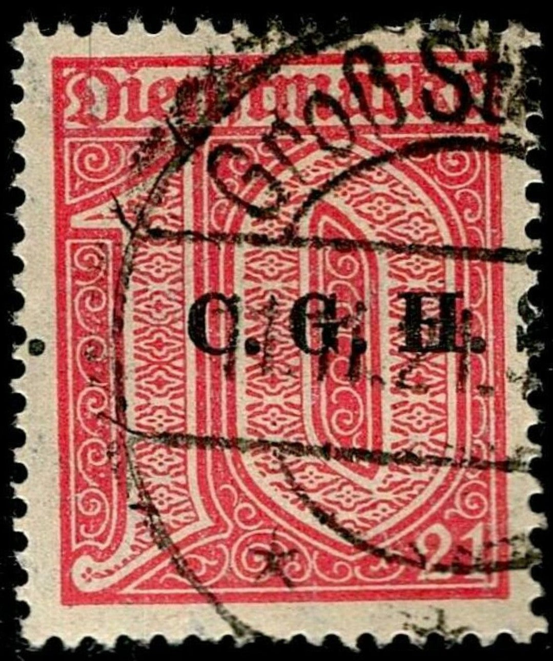 SCG1614 - German Dienstmarke 10 Pf with C.G.H.S. Overprint – Used
